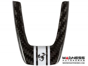 FIAT 500 Steering Wheel Trim - 3 piece set - Carbon Fiber - White Racing Stripe w/ Scorpion